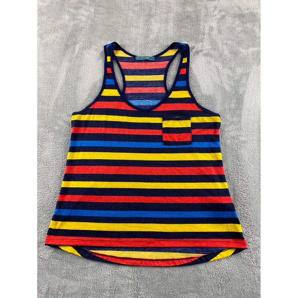 Julie's Closet Womens Medium Striped Racerback Tank Top Primary Colors Pocket